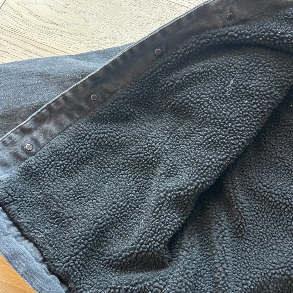 American Eagle Extreme Flex Black Sherpa Lined Denim Trucker Jacket Mens Large